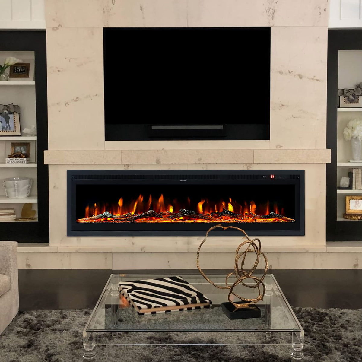 INMOZATA Electric Fire Wall Mounted/Recessed/Freestanding
