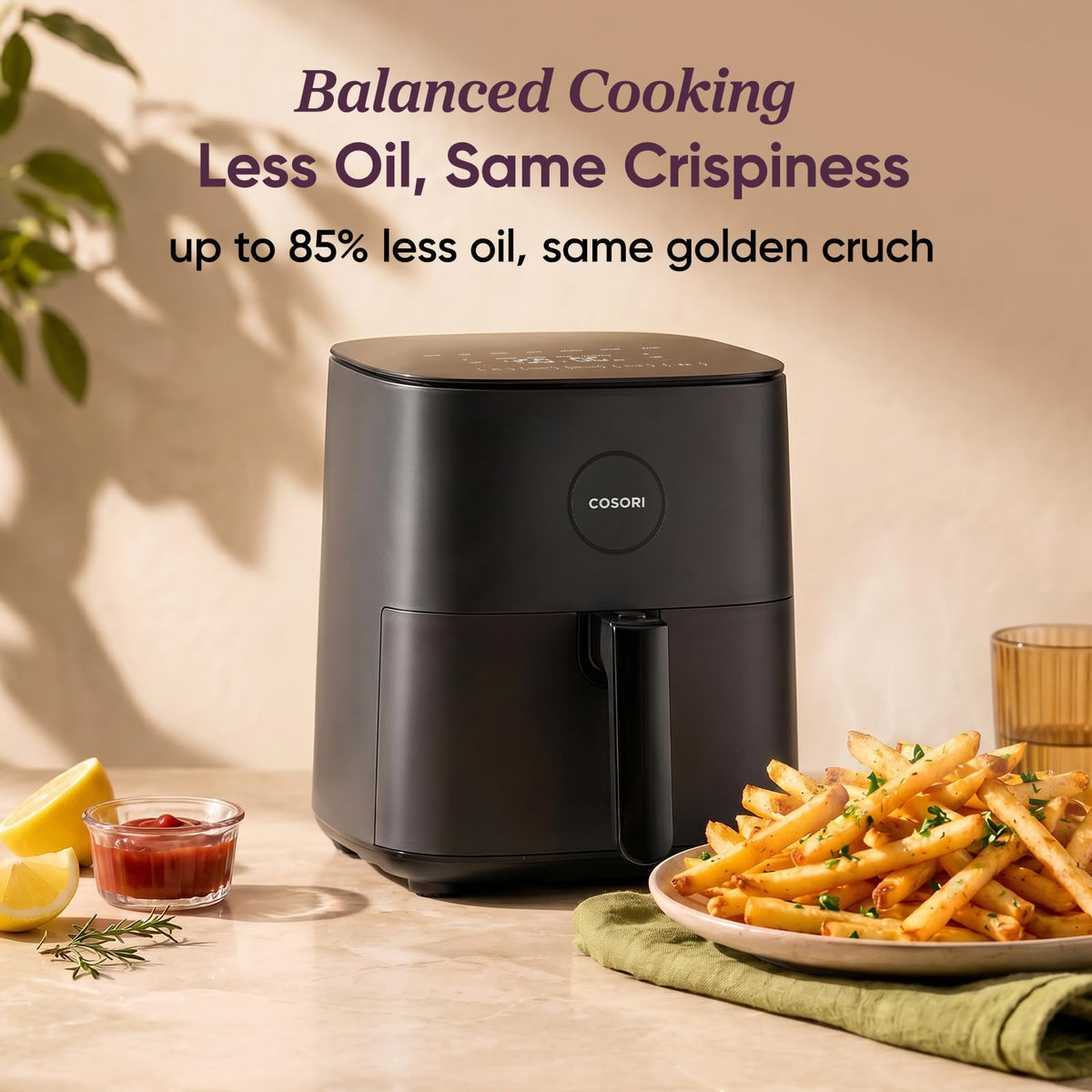 Cosori Air Fryer Pro LE 5 Qt, 9-in-1, Ceramic Coating, Shake Reminder, Grey