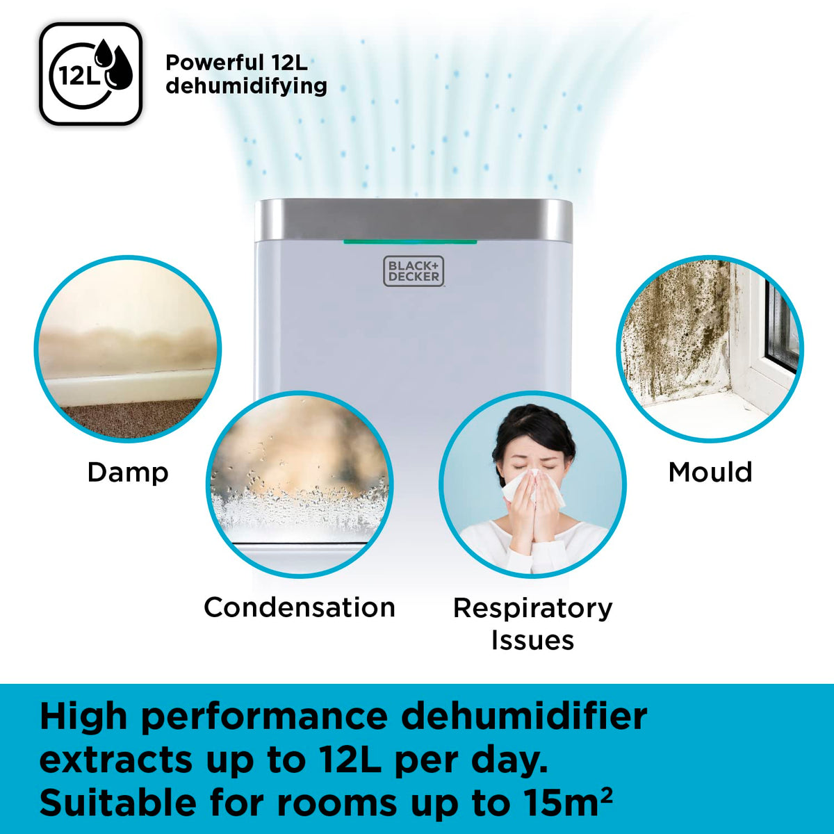 BLACK+DECKER 12 Litre Dehumidifier