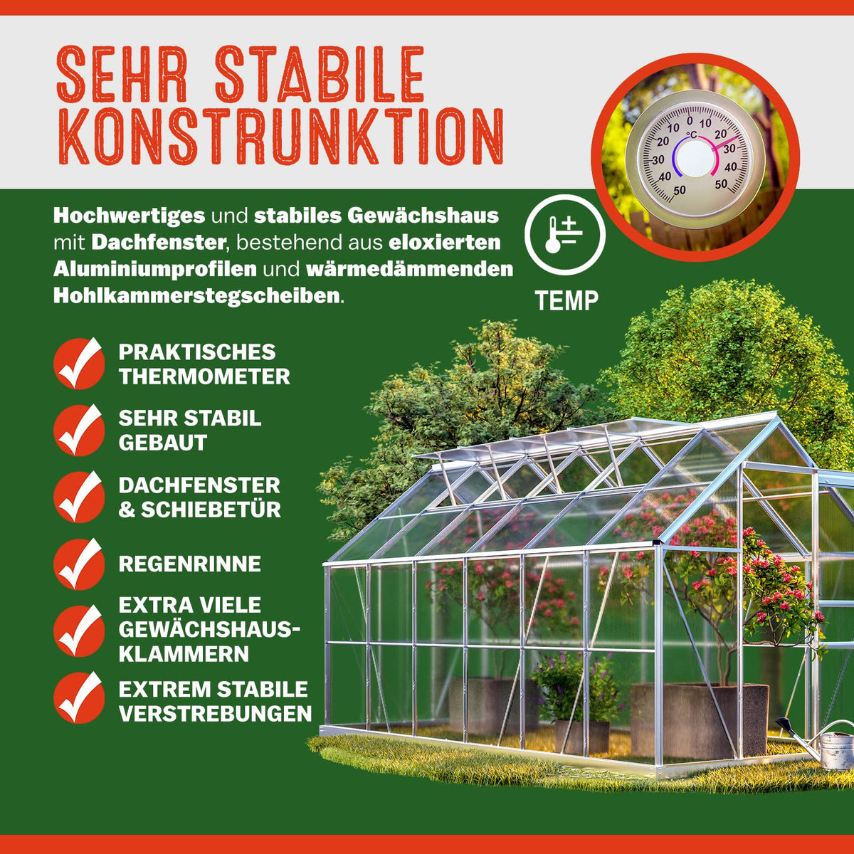 GARDEBRUK® 'Sunlight' Aluminium Greenhouse