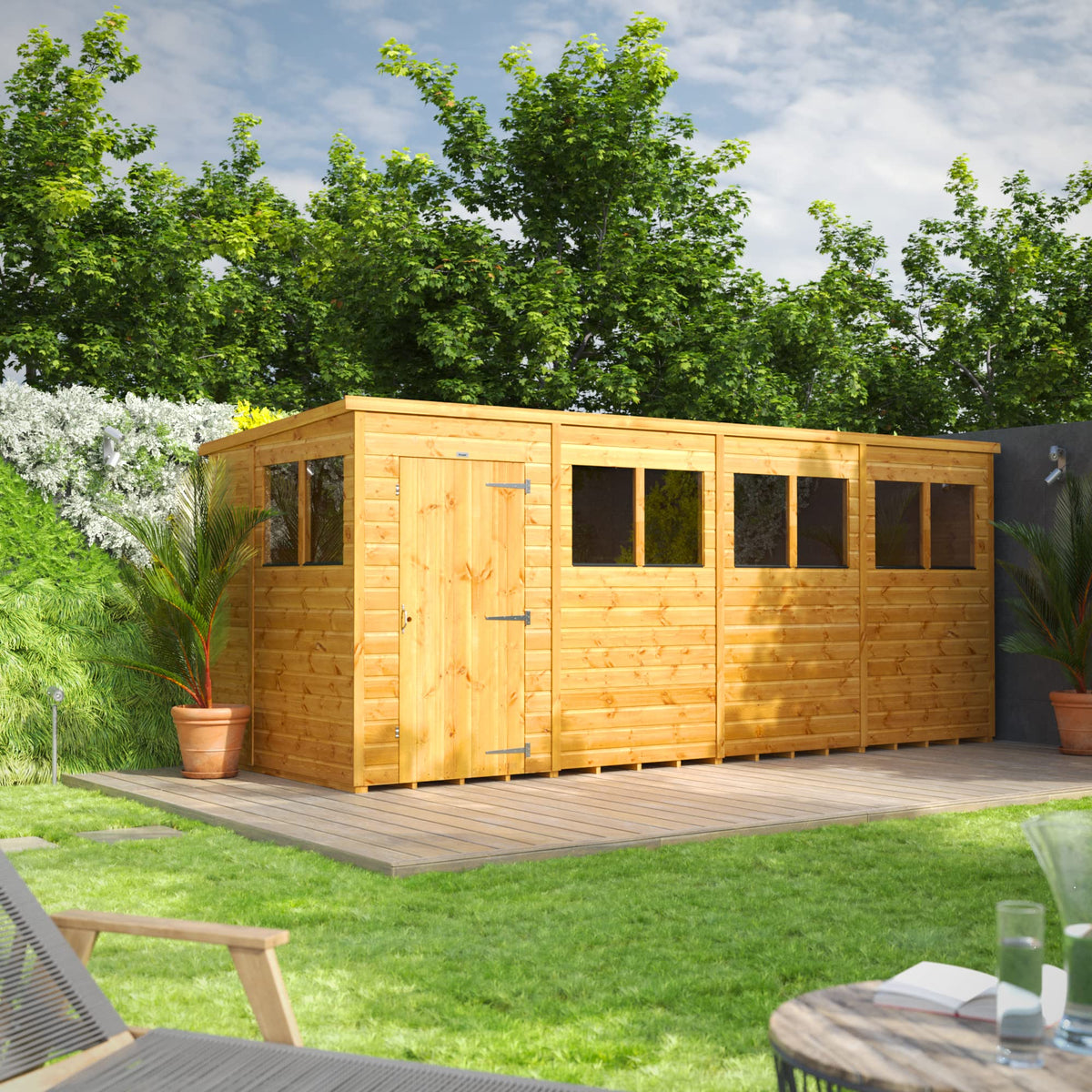POWER High Grade Premium Pent Garden Wooden Shed