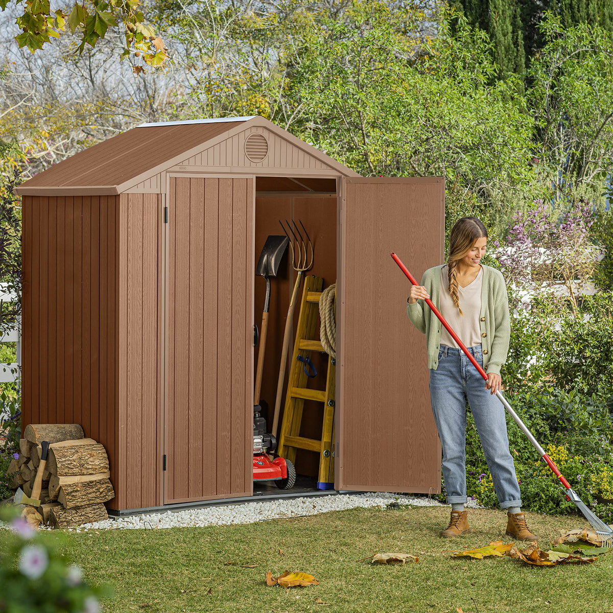 Keter Darwin Outdoor Apex Double Door Garden Storage Shed