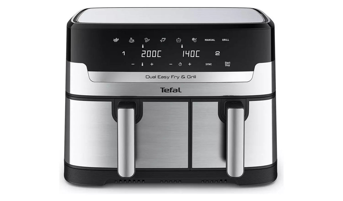 Tefal EY905D40 Easy Fry Dual Zone Air Fryer & Grill, 8.3L, Stainless Steel
