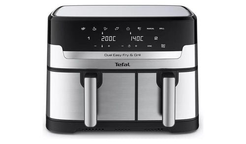 Tefal EY905D40 Easy Fry Dual Zone Air Fryer & Grill, 8.3L, Stainless Steel