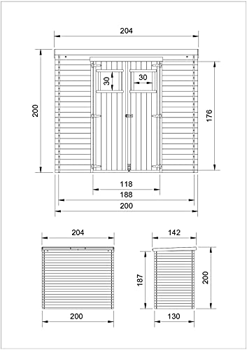Timbela Wooden Garden Shed- Pent Shiplap Wooden Shed