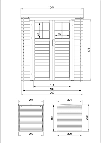 Timbela Wooden Garden Shed- Pent Shiplap Wooden Shed