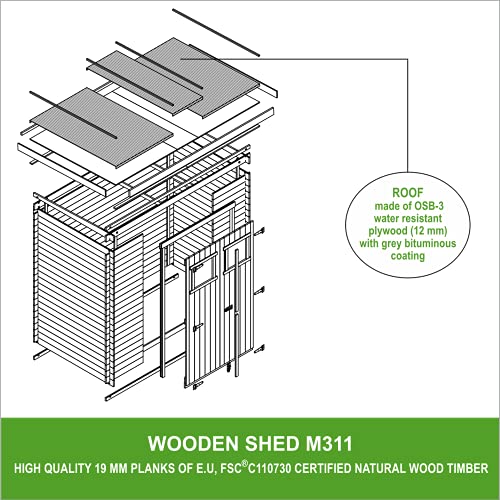 Timbela Wooden Garden Shed- Pent Shiplap Wooden Shed