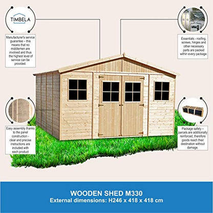 Timbela Wooden Garden Shed - Apex Shiplap Wooden Shed