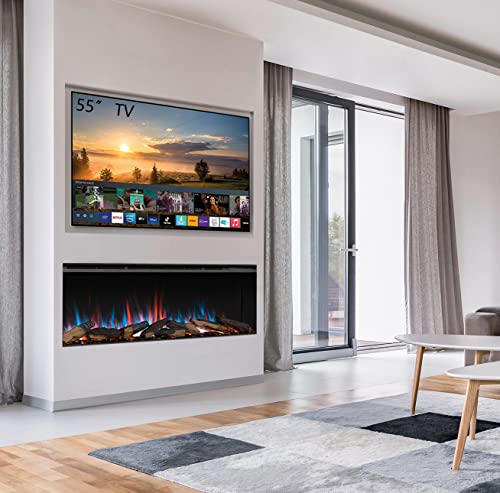 FLAMME Knighton 130cm/51" 3-Sided Electric Media Wall Fire