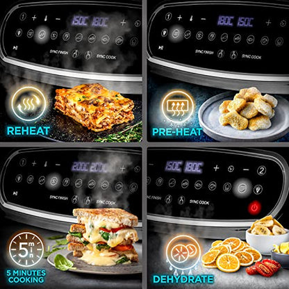 Duronic Air Fryer AF24, 9L Large Dual Zone