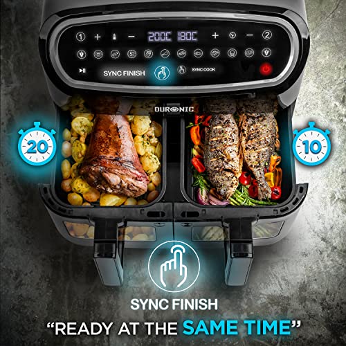 Duronic Air Fryer AF24, 9L Large Dual Zone