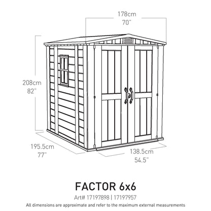Keter 17197898 Factor Outdoor Garden Storage Shed