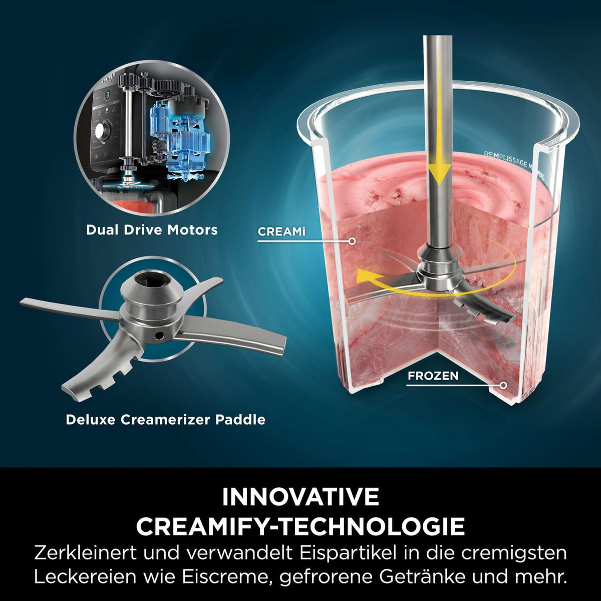 Ninja CREAMi Deluxe Eis- & Eisgetränkmaschine, 2 Becher, Silber