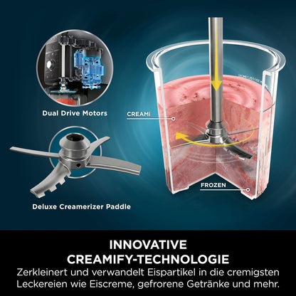 Ninja CREAMi Deluxe Eis- & Eisgetränkmaschine, 2 Becher, Silber