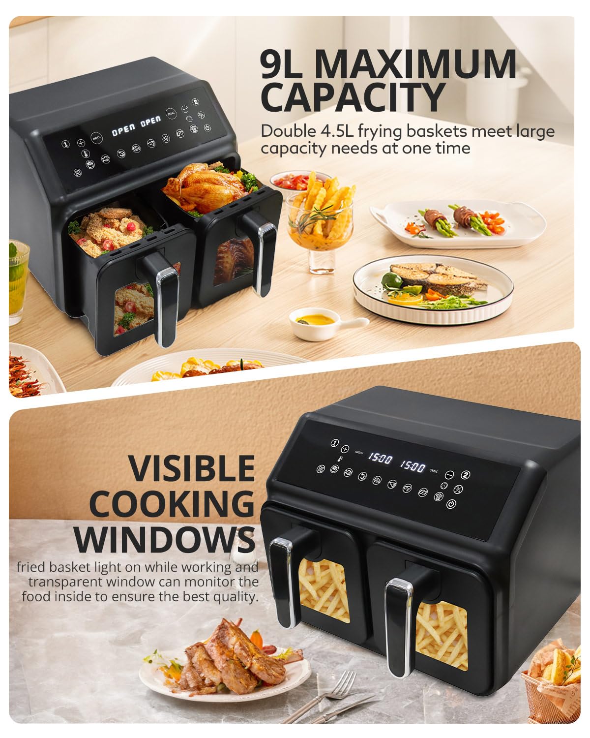 JR JUMIAR Dual Zone Digital Air Fryer 9L