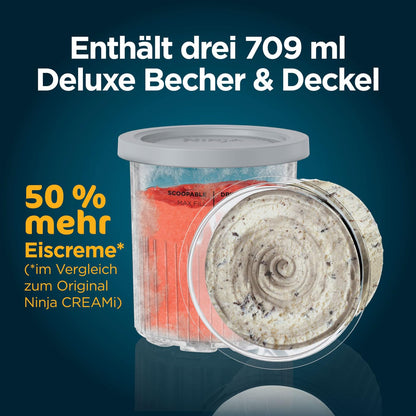 Ninja CREAMi Deluxe Eis- & Eisgetränkmaschine, 2 Becher, Silber