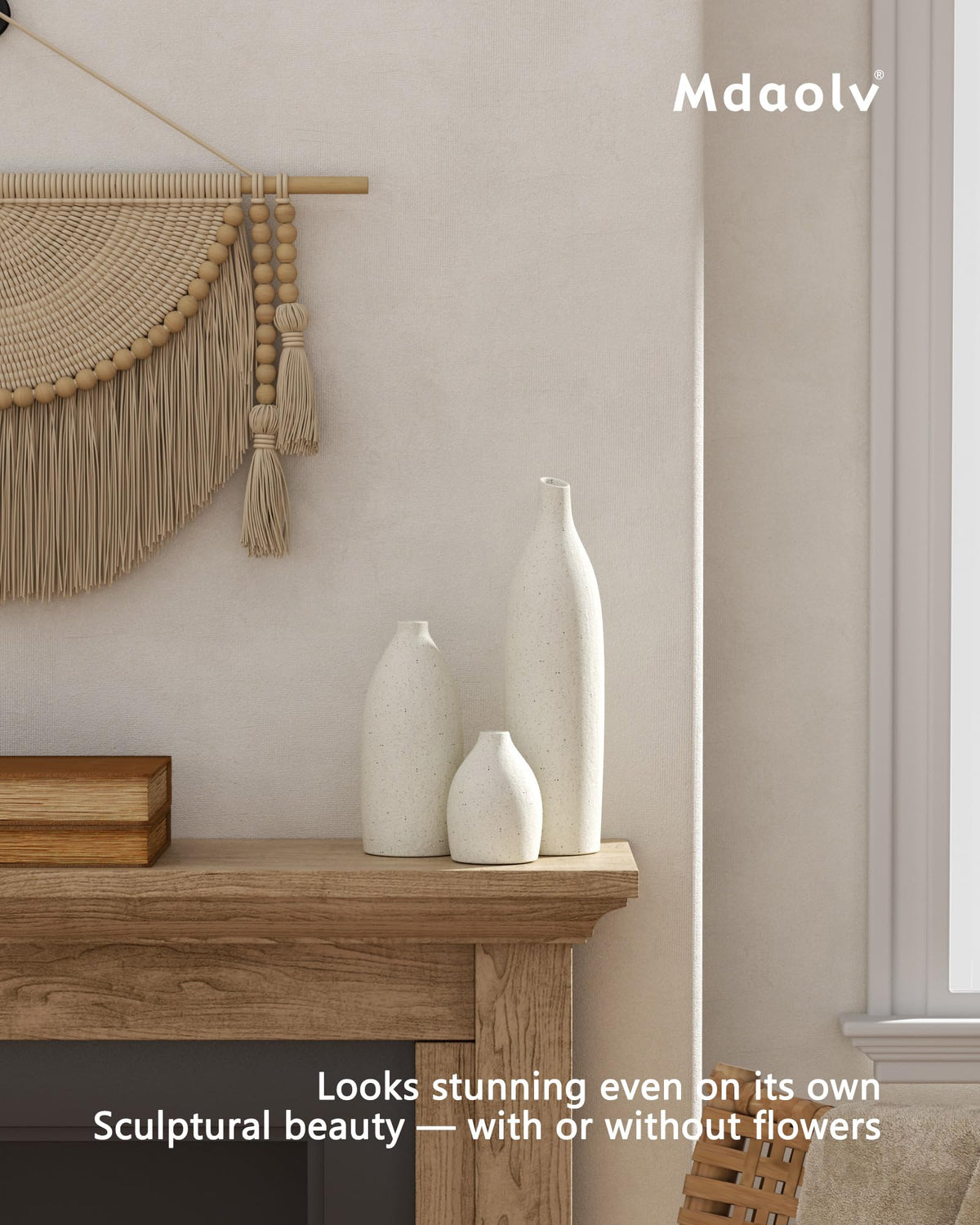 Matte Clay Flower Vase Set of 3 – Cream White, Nordic