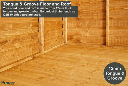 POWER High Grade Premium Pent Overlap Wooden Shed