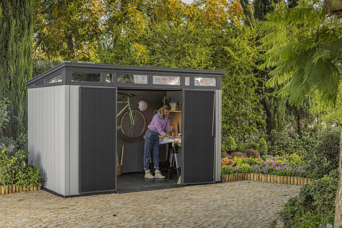 Keter Artisan Outdoor Pent Double Door Garden Storage Shed