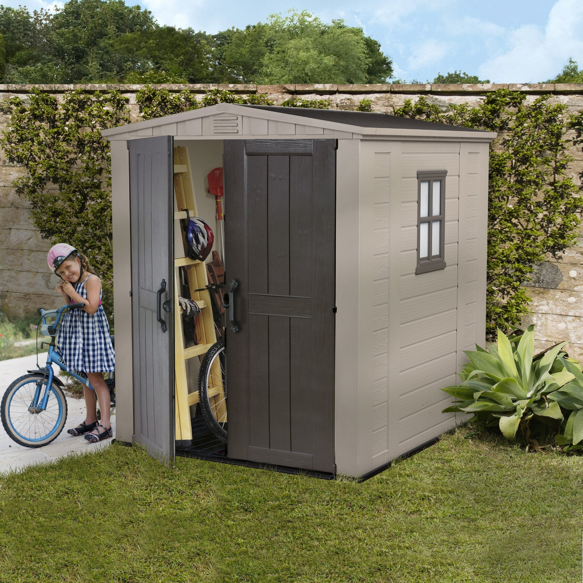 Keter 17197898 Factor Outdoor Garden Storage Shed